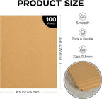 Thin Chipboard Sheets Kraft Cardboard 8.5 x 11 100 Sheets