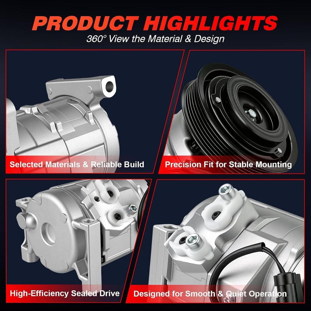A/C Compressor with Clutch Compatible with Dodge Caravan 3.3L 2001‑2007