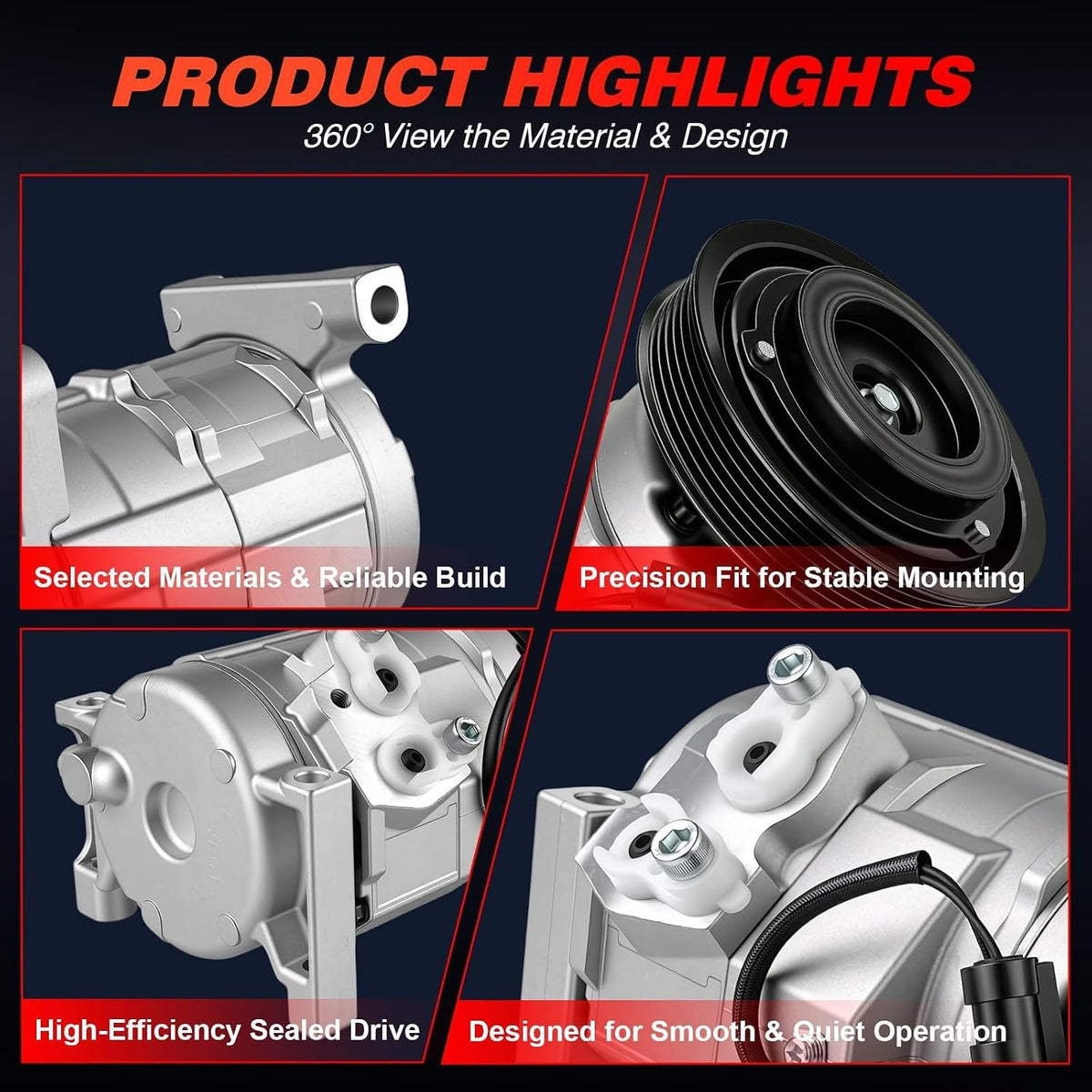 A/C Compressor with Clutch Compatible with Dodge Caravan 3.3L 2001‑2007