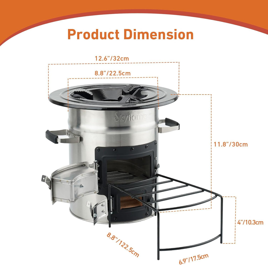 Camping Rocket Stove, Stainless Steel Wood Burning Stove | Portable Camping Gear, Outdoor Backpacking, Emergency RV