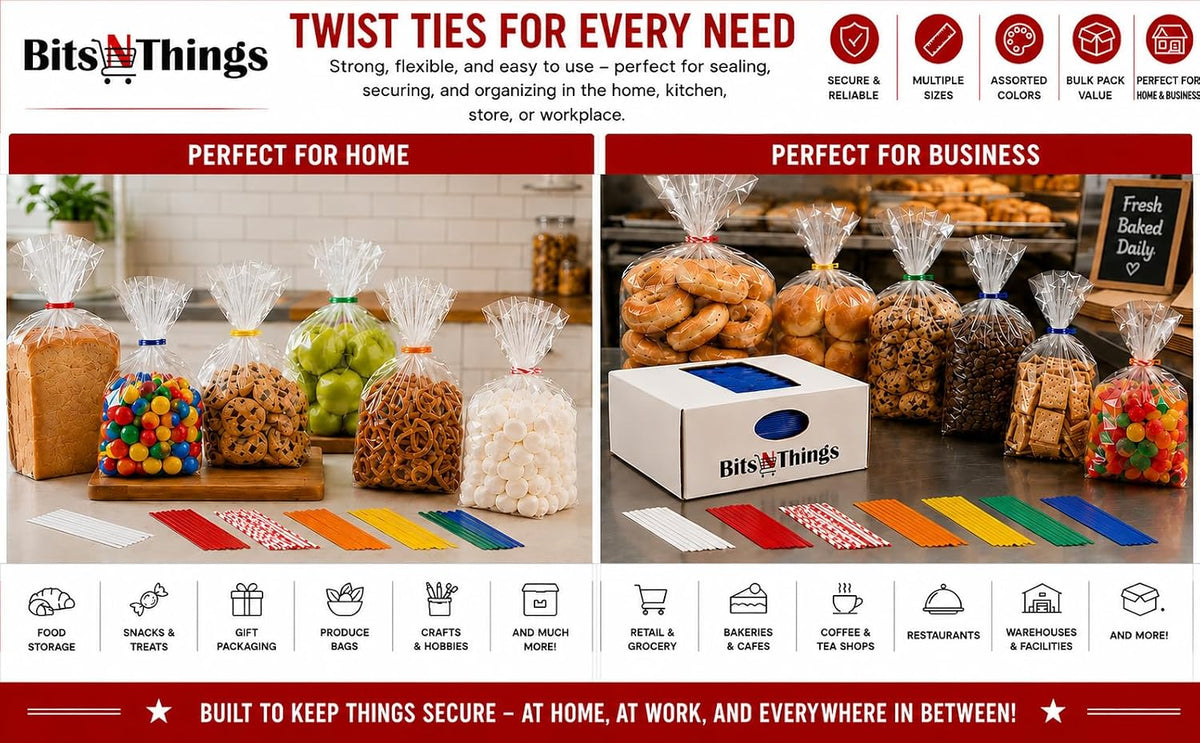 4 Inch Red Twist Ties - 2000 Count | Paper Coated Wire Bag Ties | Bread Bags, Bakery, Candy, Coffee & Food Packaging