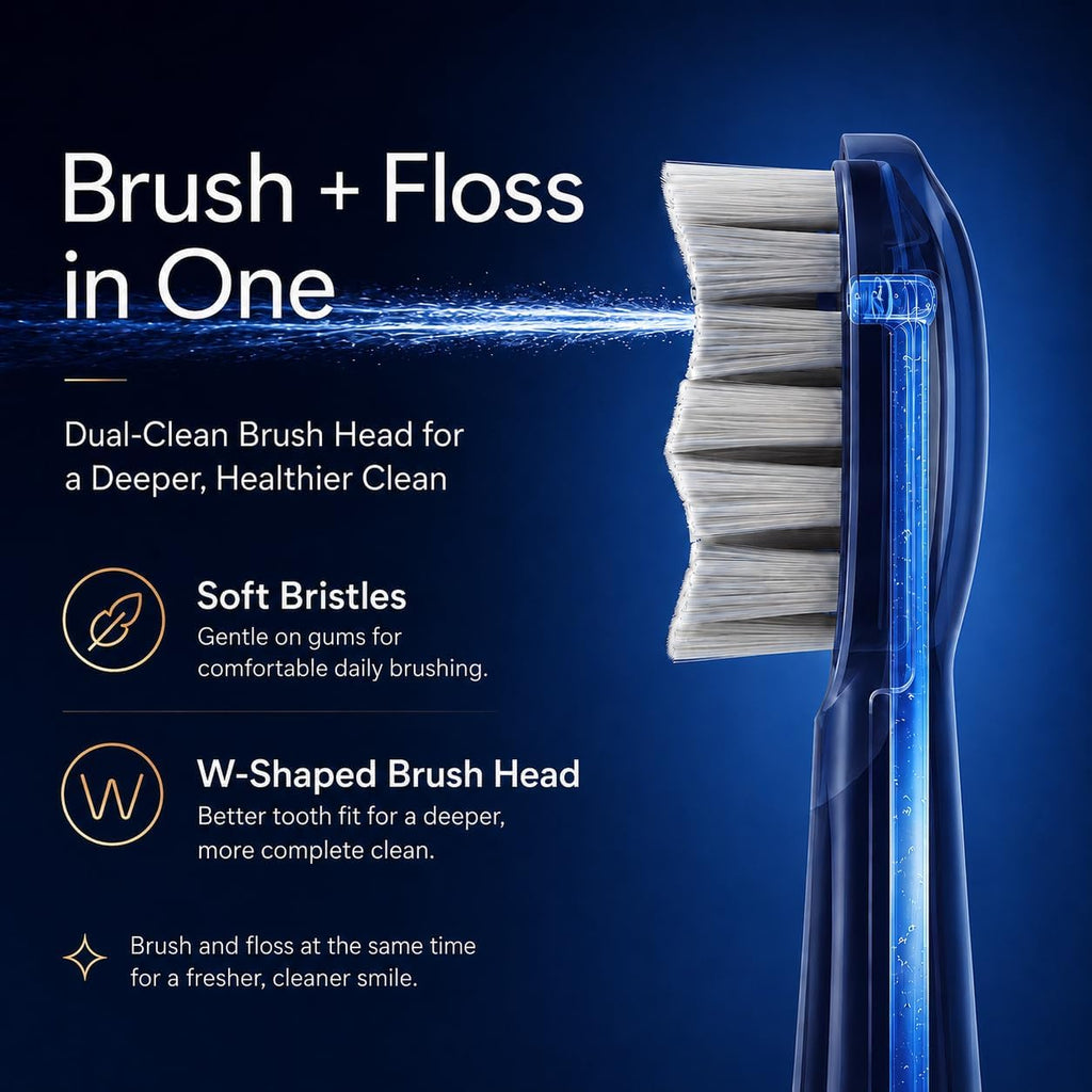 Electric Toothbrush with Water Flosser for Adults, 3-in-1 Sonic Brush & Floss Combo, Cordless Oral Irrigator with 5