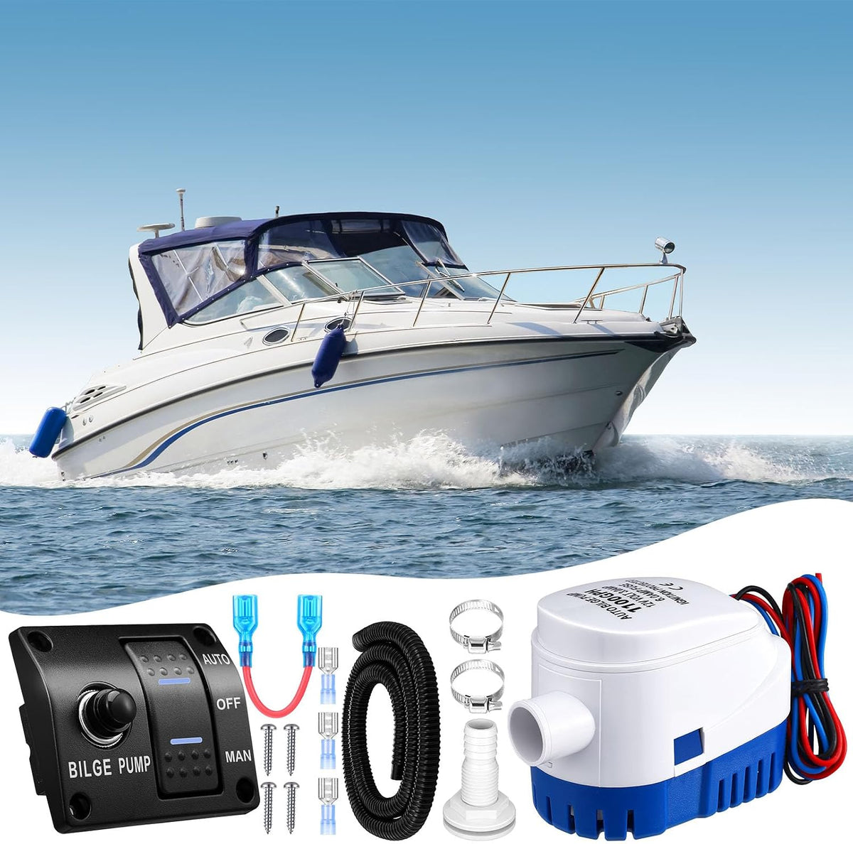 Boat Bilge Pump Automatic 12v 24v 3 Way Switch Panel, 1100gph, 15a