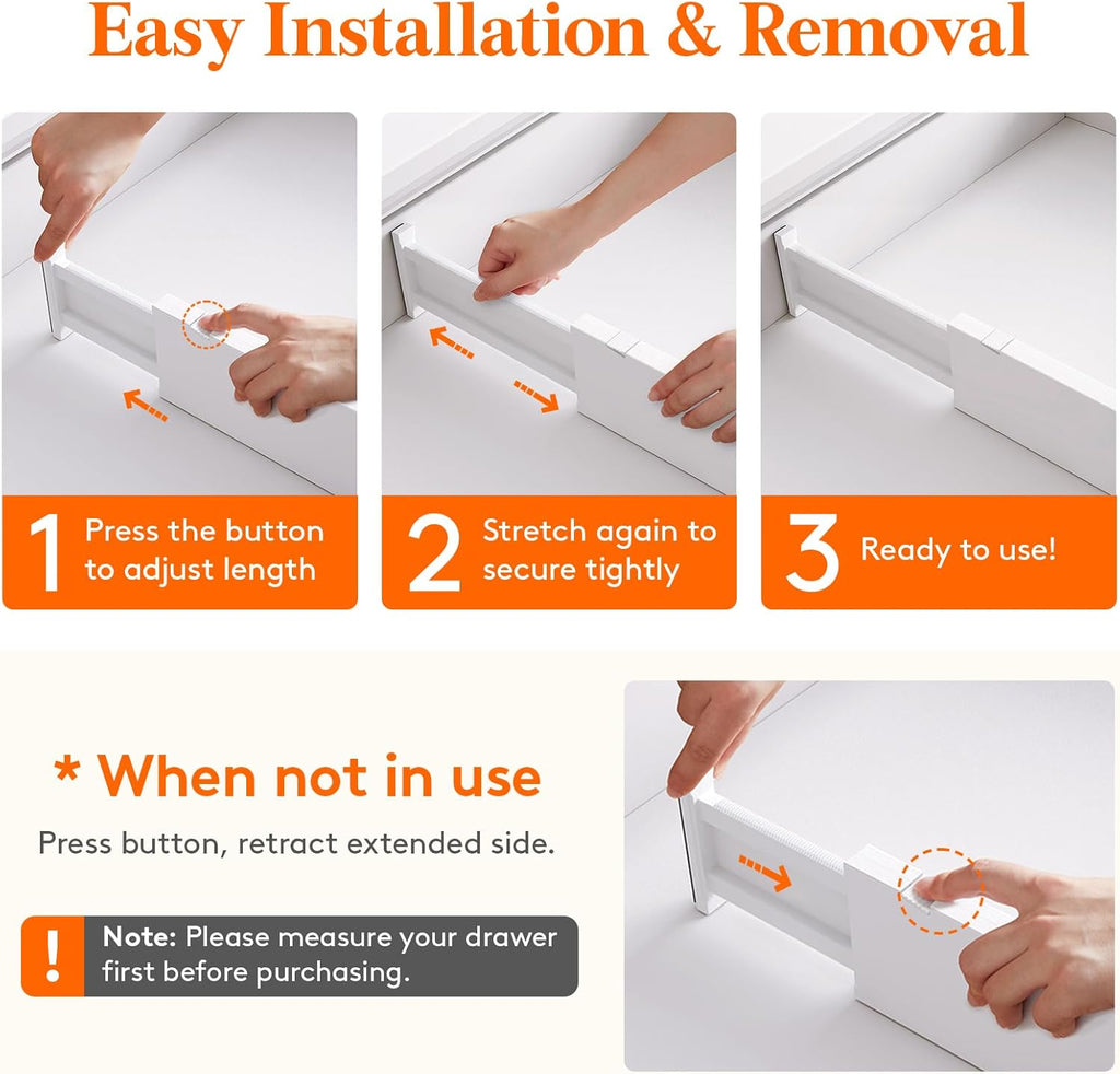 5 Pack Upgrade Drawer Dividers for Clothes, 4" High 11"-17" Adjustable Dresser Drawer Organizers, Expandable White