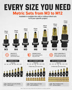 Rivet Nut Tool Kit Carbon Steel Mandrel Head Set M3-M12 Rivet Nut Hardware