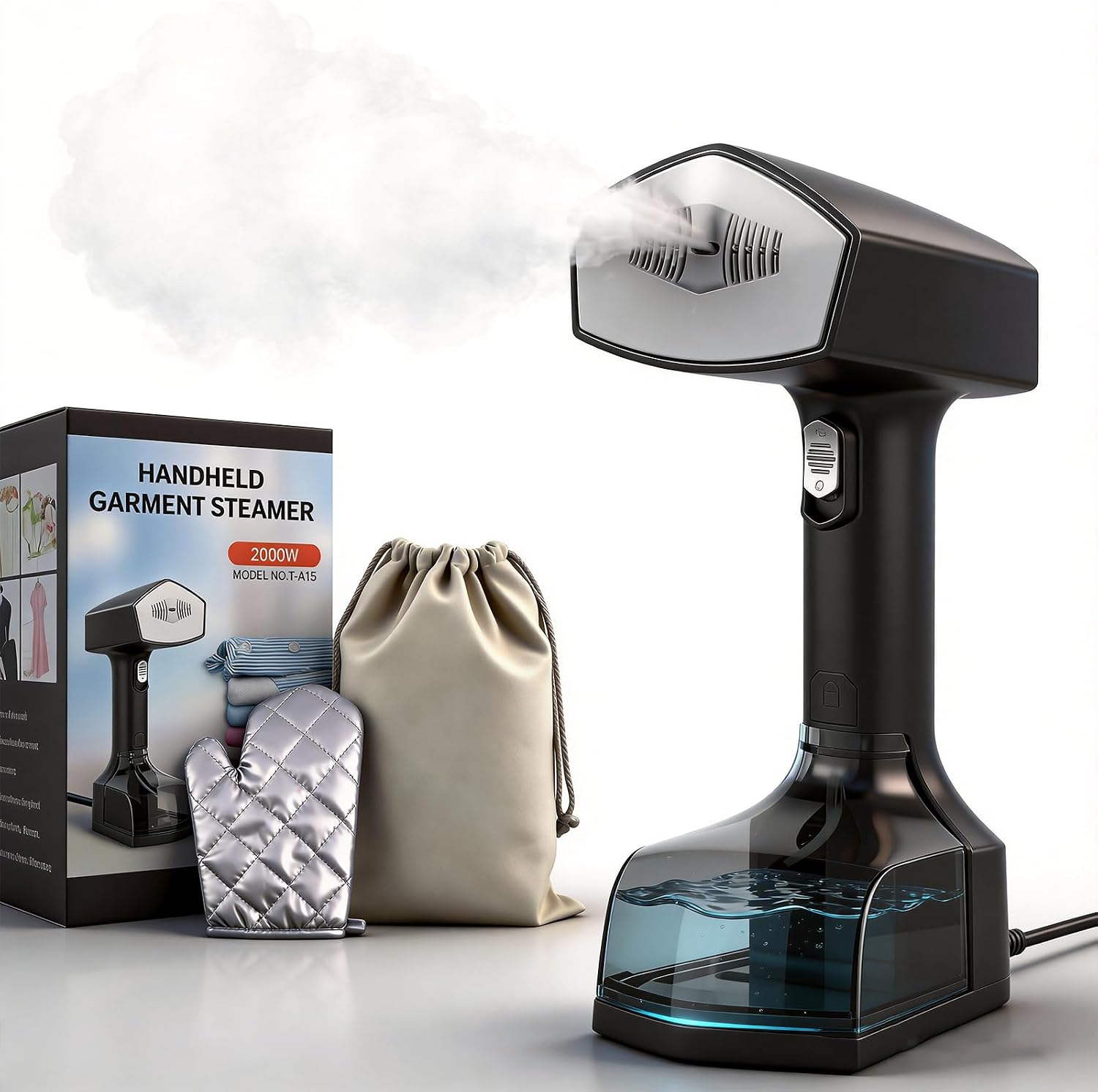Handheld Garment Steamer for Clothes, 2000W, 10s Heat-Up, 350ml Tank | 40g/min steaming with 3 settings for delicate