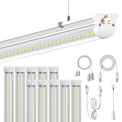 10Pack 8FT LED Shop Light, 6000K White 100W Super Bright, 15000lm