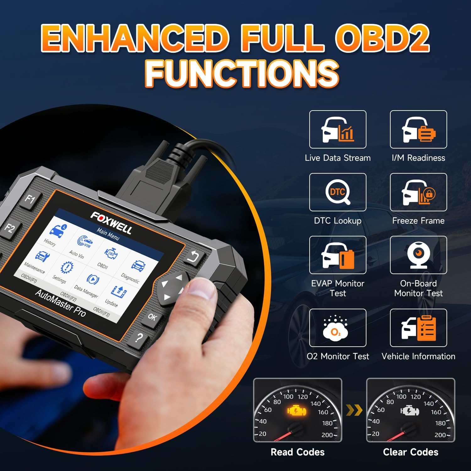2026 FOXWELL NT614 Elite OBD2 Scanner, 4 Systems, 5 Resets Code Reader | Upgrade of NT604, ABS