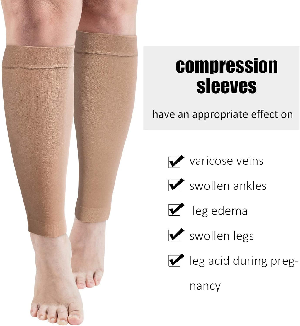 3 Pairs 20 Inches Wide Plus Size Calf Compression Socks for Circulation Compression Long Legs Sleeves 20 - 30 mmhg