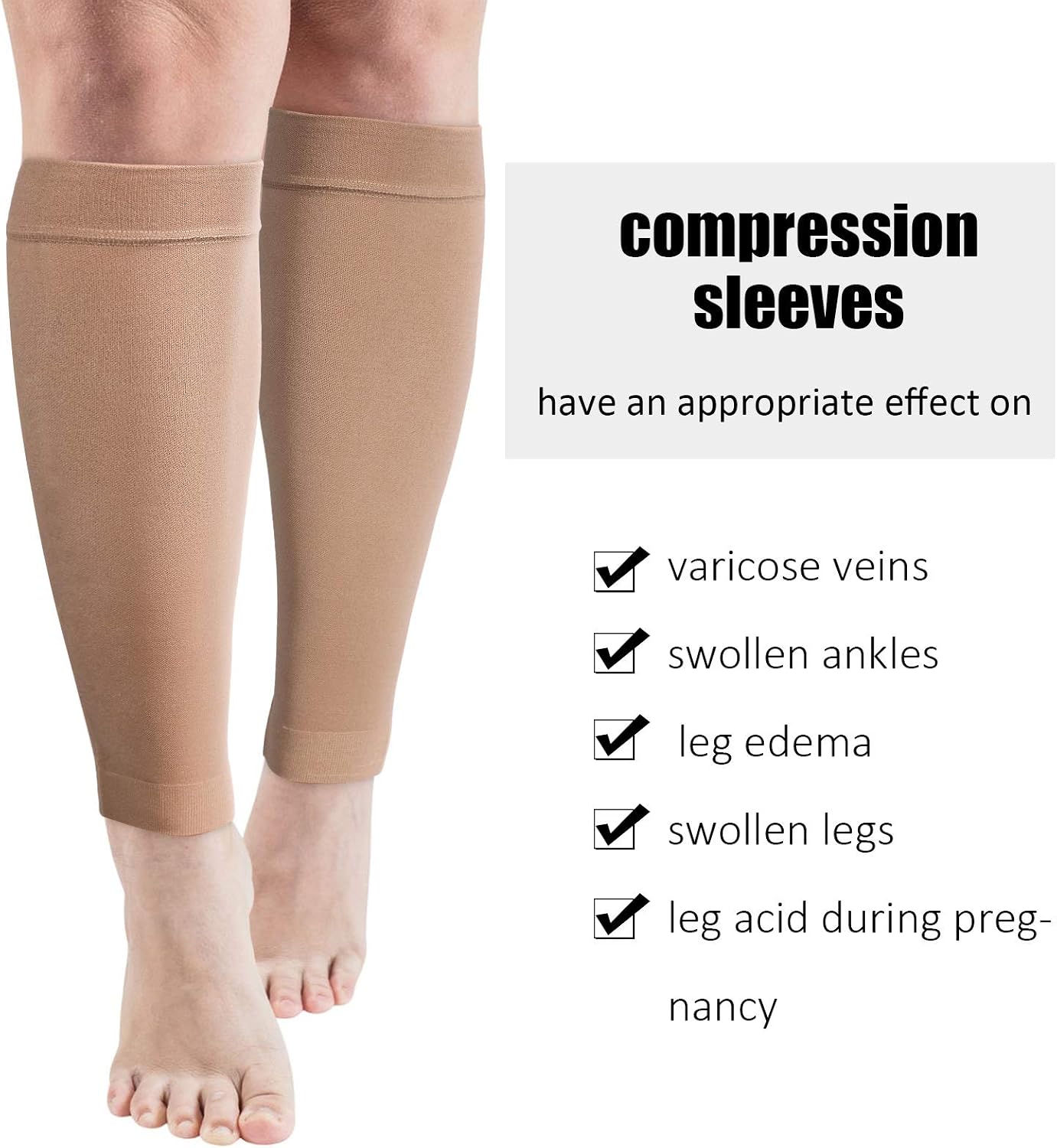 3 Pairs 20 Inches Wide Plus Size Calf Compression Socks for Circulation Compression Long Legs Sleeves 20 - 30 mmhg