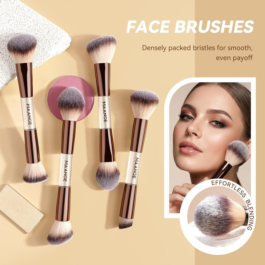 13 Pcs Foundation Makeup Brush Set With Bag, Make up Brushes, Double-End Multi Functional Makeup Brushes