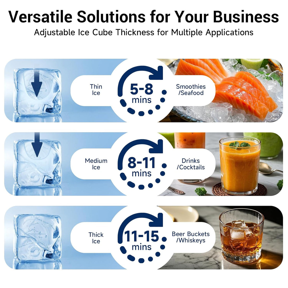 Commercial Ice Maker Machine, 200lbs/24H Ice Machine, 50Lbs Storage