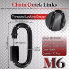 2.3IN Quick Link,Heavy Duty Locking Carabiner (12PCS,Black)