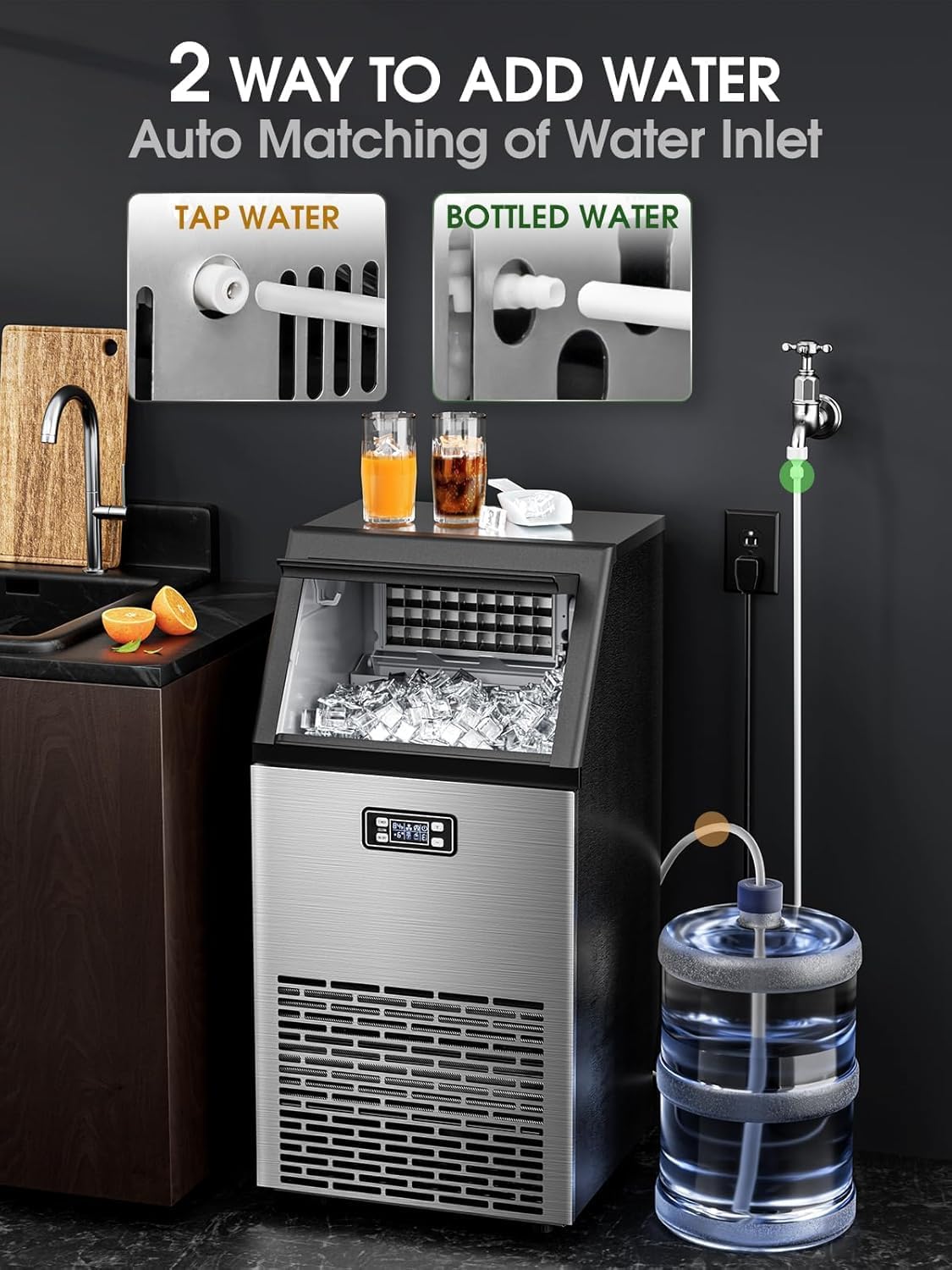 Commercial Ice Maker Machine,100lbs/24H,Silver