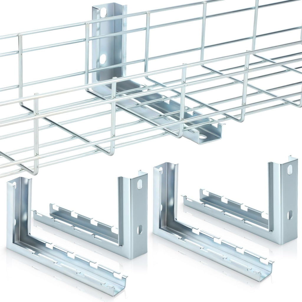 Zonon 4 Pcs 8" L Bracket for Wire Mesh Cable Tray, Wall Mount Zinc Plated