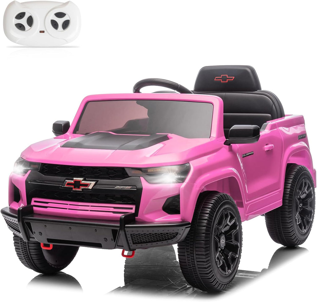 12V Licensed Chevrolet Colorado Electric Ride on Car for Kids, Pink | Ride on Toys for Toddlers w/ Remote Control