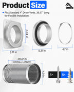 Magnetic Dryer Vent Connector Kit, Upgraded Hold, 4-Inch, 3.3FT Hose
