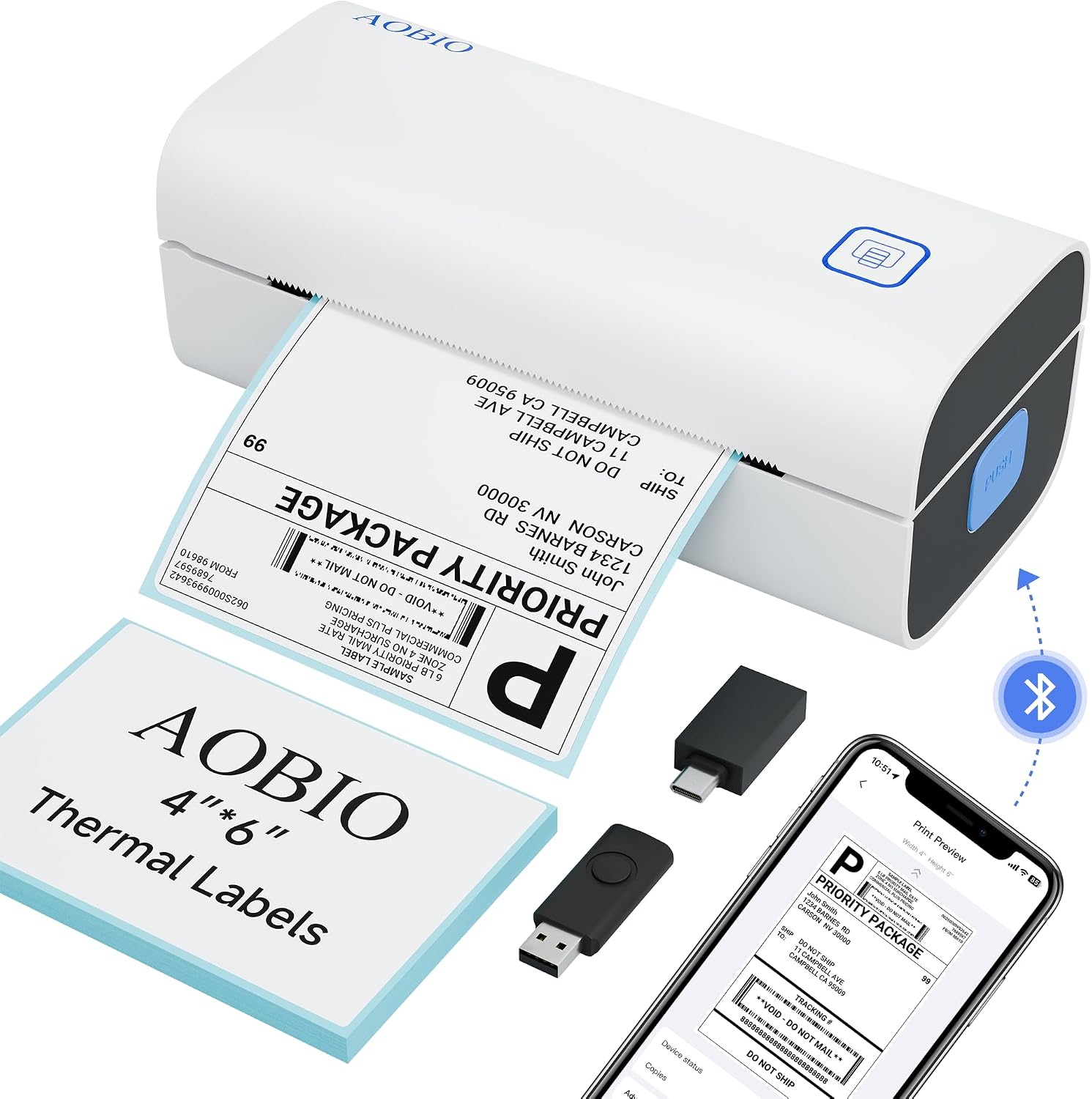 4x6 Shipping Label Printer - Desktop Thermal Barcode Printer | WINDOWS & MacOS Compatible, Label Printer for Small