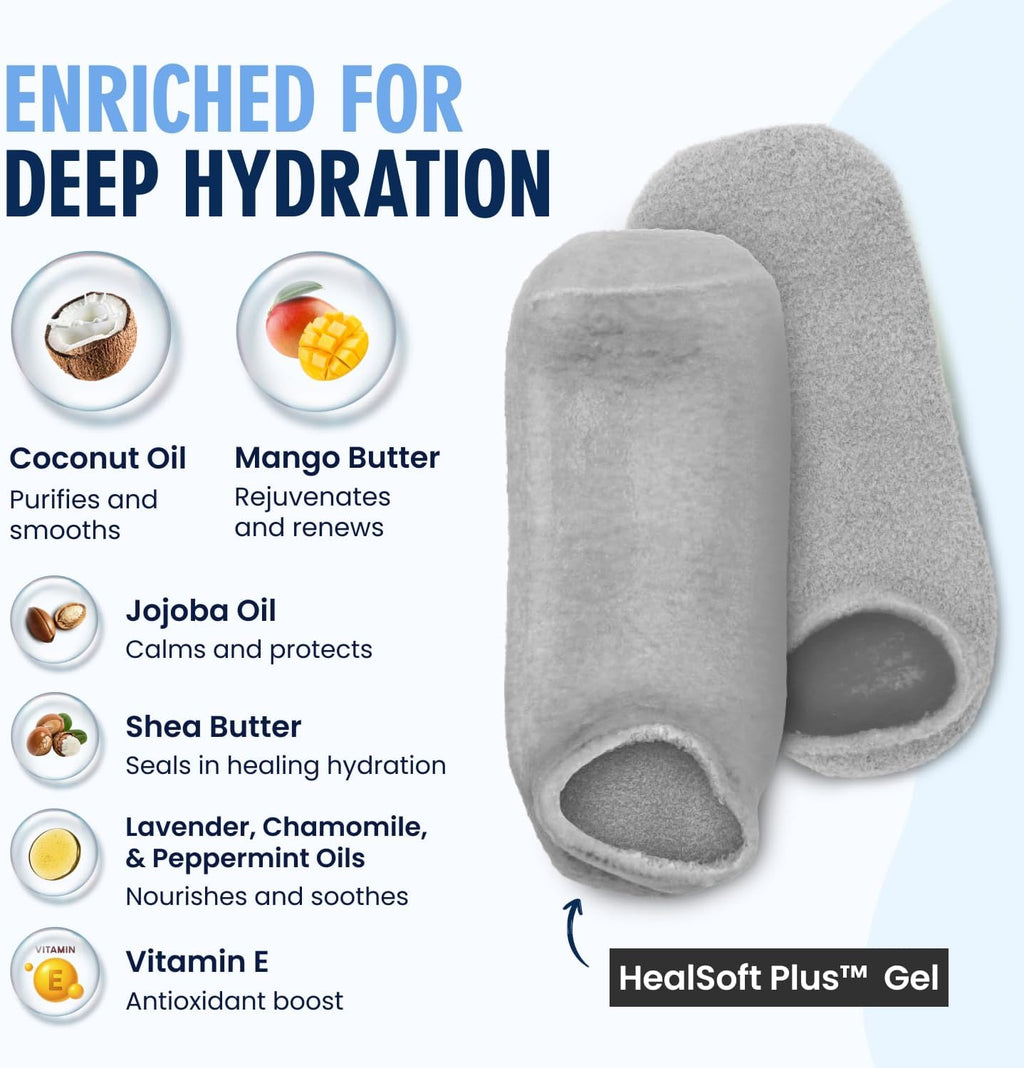 Moisturizing Gel Socks, Mellow Moon, 1 Pair | Full-Foot Gel Lining, Overnight Foot Care, Dry Feet and Cracked Heels
