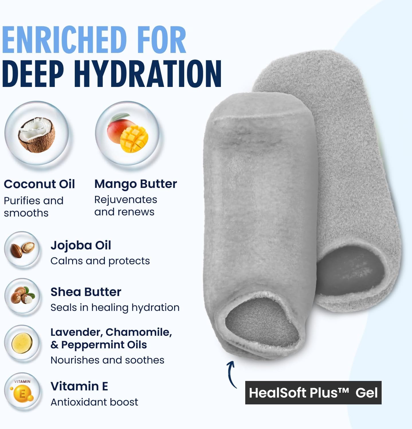 Moisturizing Gel Socks, Mellow Moon, 1 Pair | Full-Foot Gel Lining, Overnight Foot Care, Dry Feet and Cracked Heels