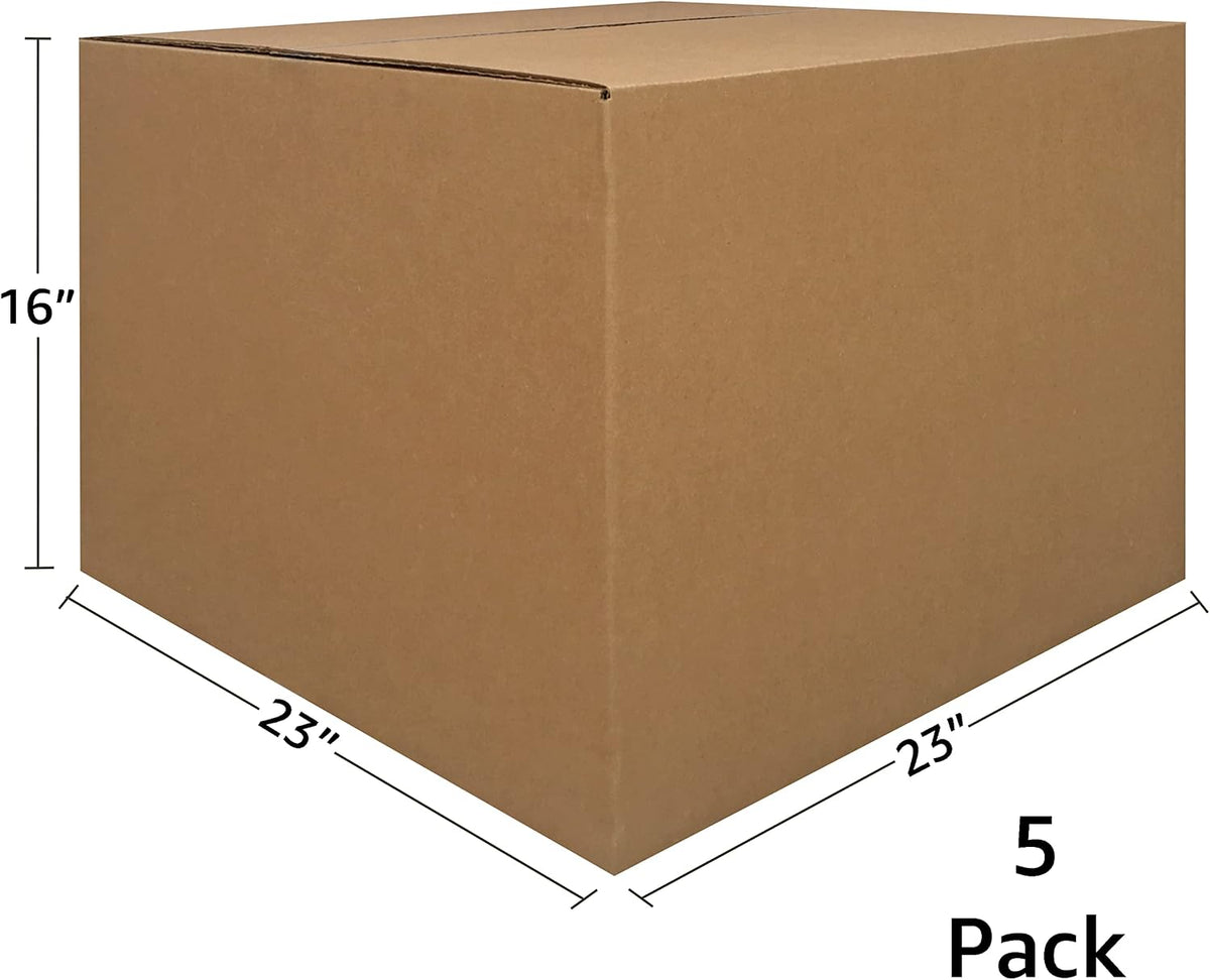 Extra Large (Pack of 5) 23" x 23" x 16" Standard Corrugated Moving Box, Brown Corrugated