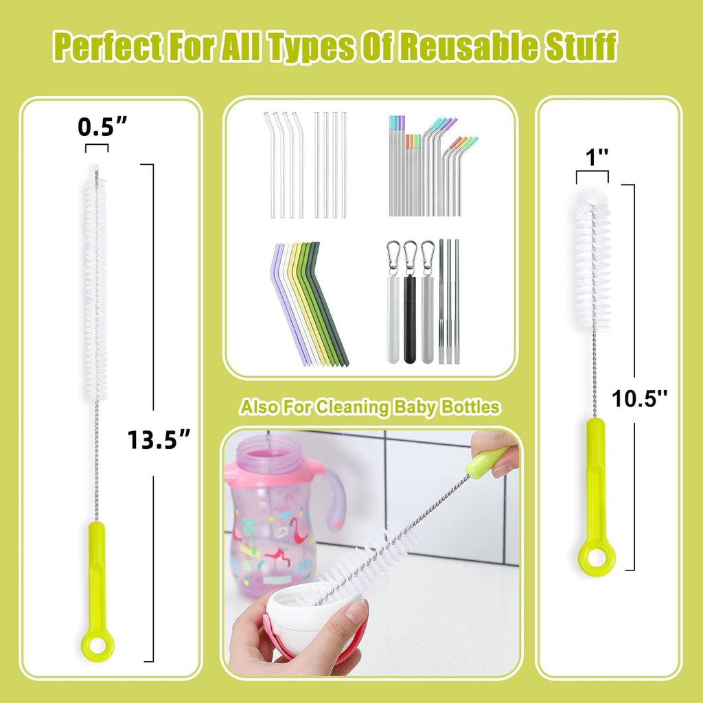 Bottle Cleaning Brush Set - Long Handle Bottle Cleaner for Washing Narrow Neck Beer Bottles, Sports Water Bottles