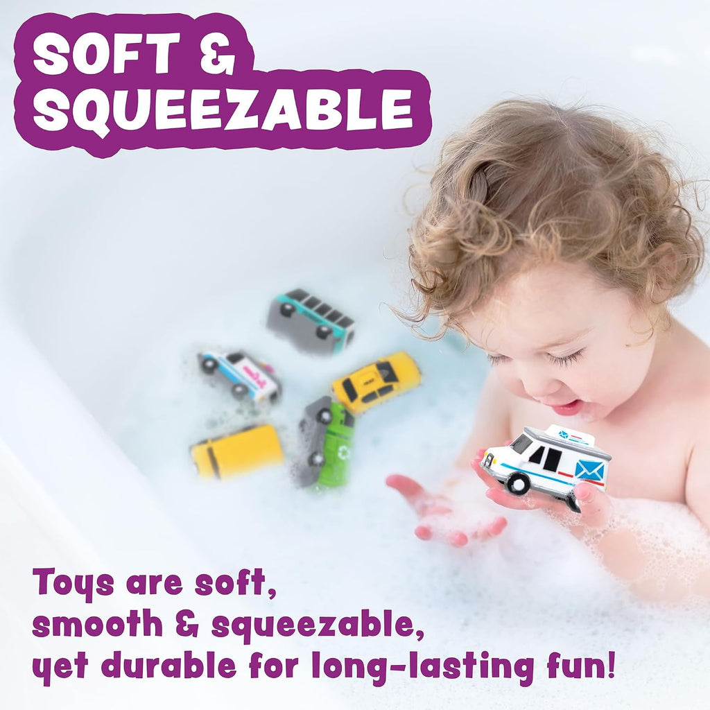 Vehicles Bath Cars Mold Free Bath Toys, 6 Pack | Sealed, No Hole Bath Toys Design Keeps Moisture Out | Soft