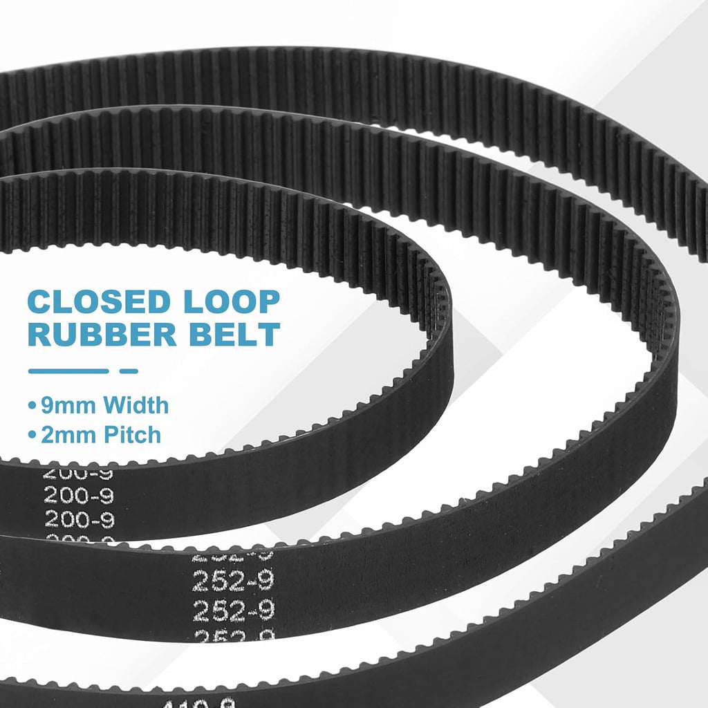 MECCANIXITY 200mm GT-2 Timing Belt 9mm Width 2mm Pitch Black 5pcs