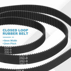 MECCANIXITY 200mm GT-2 Timing Belt 9mm Width 2mm Pitch Black 5pcs