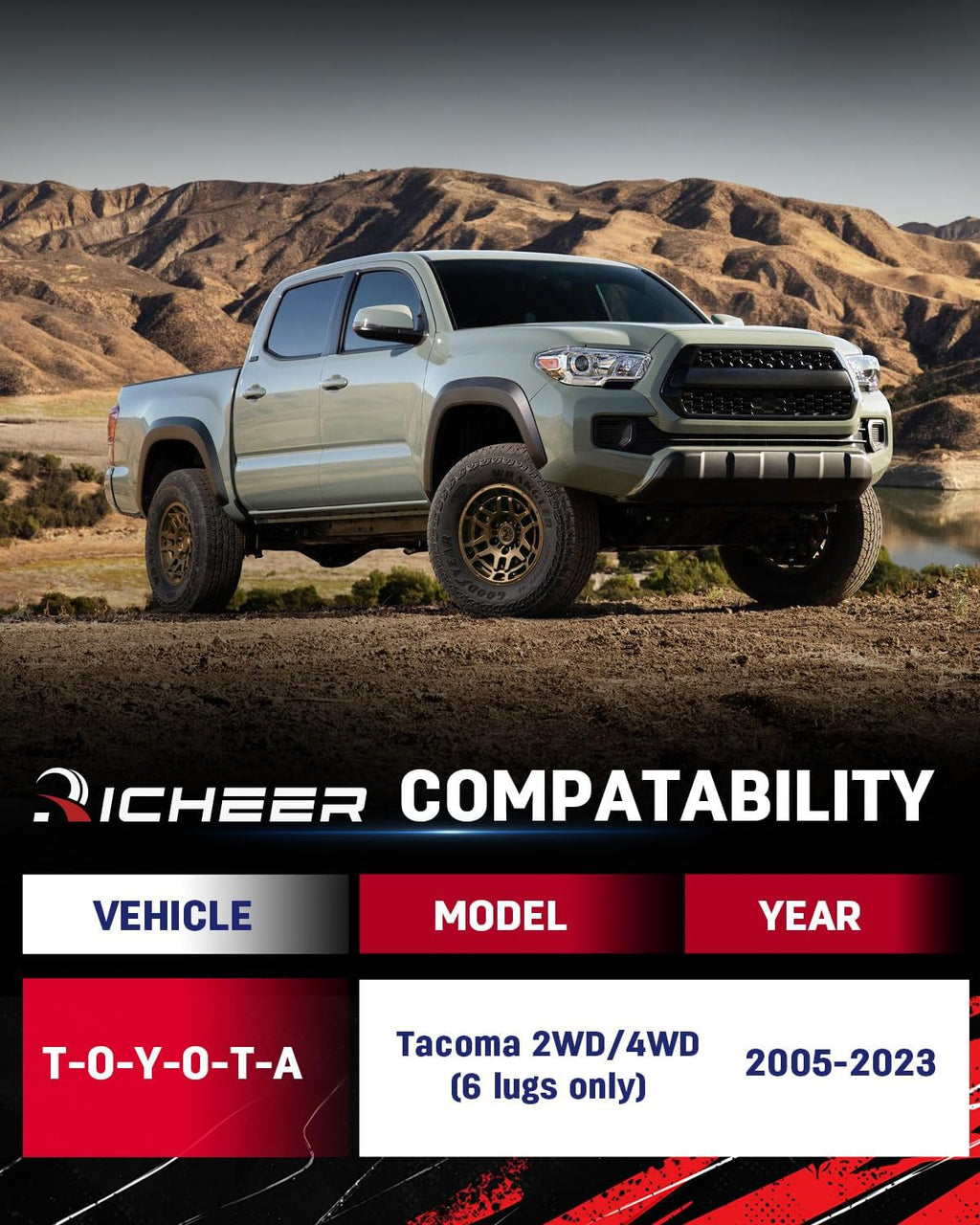 Richeer 3" Front and 2" Rear Leveling Kits for 2005-2023 Tacoma 2WD/4WD