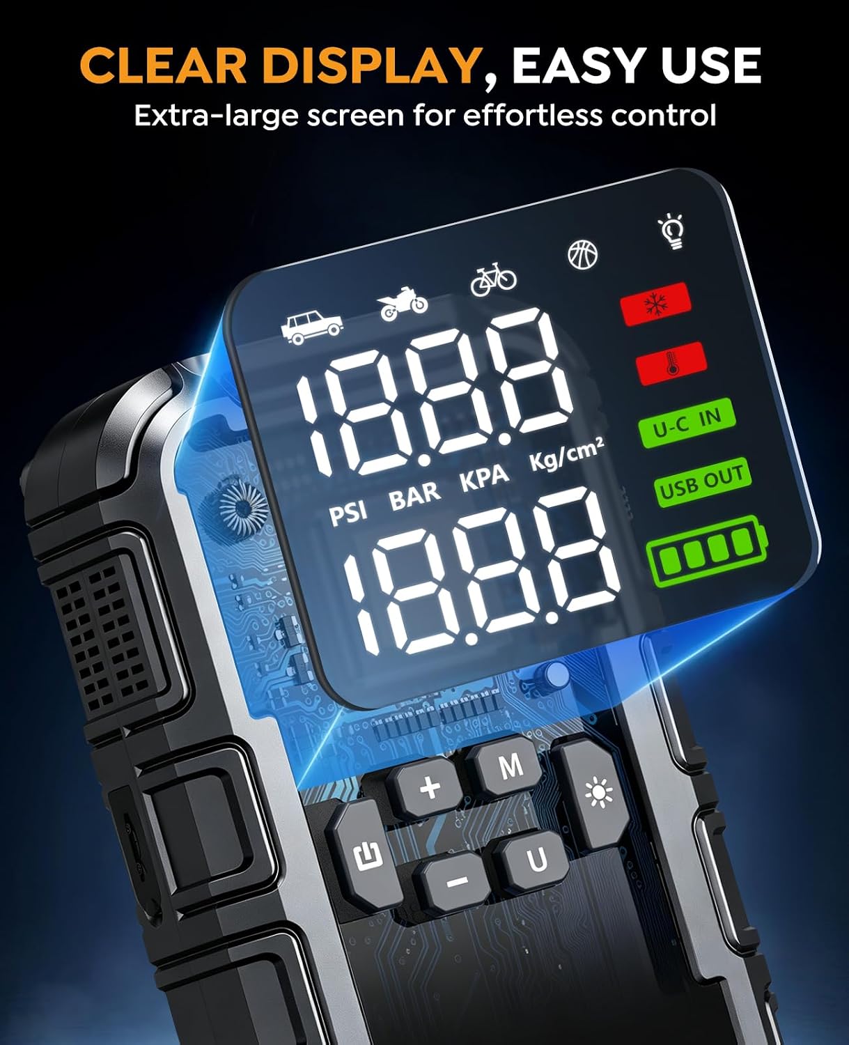 8000A Car Battery Jump Starter with Air Compressor 160PSI, Car Jumper Starter Portable (All Gas 12L Diesel), 12V Jump