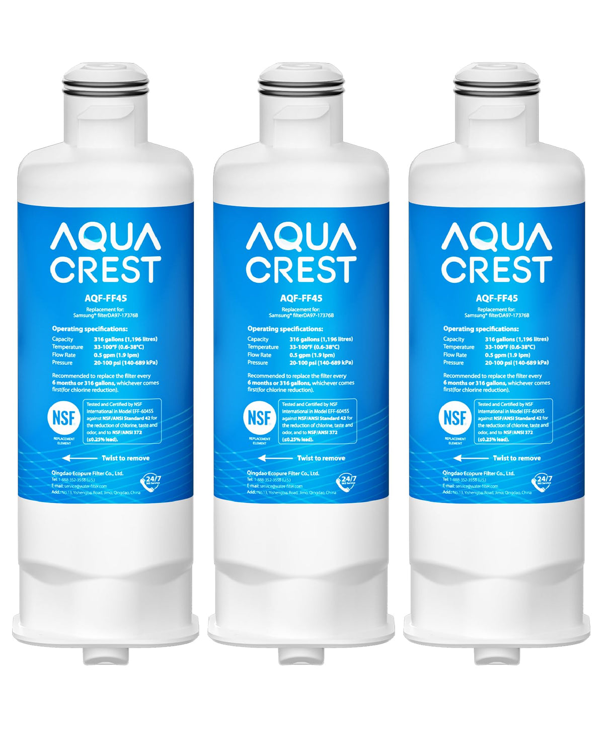 Water Filter, Replacement for Samsung DA97-17376B, 3 Pack