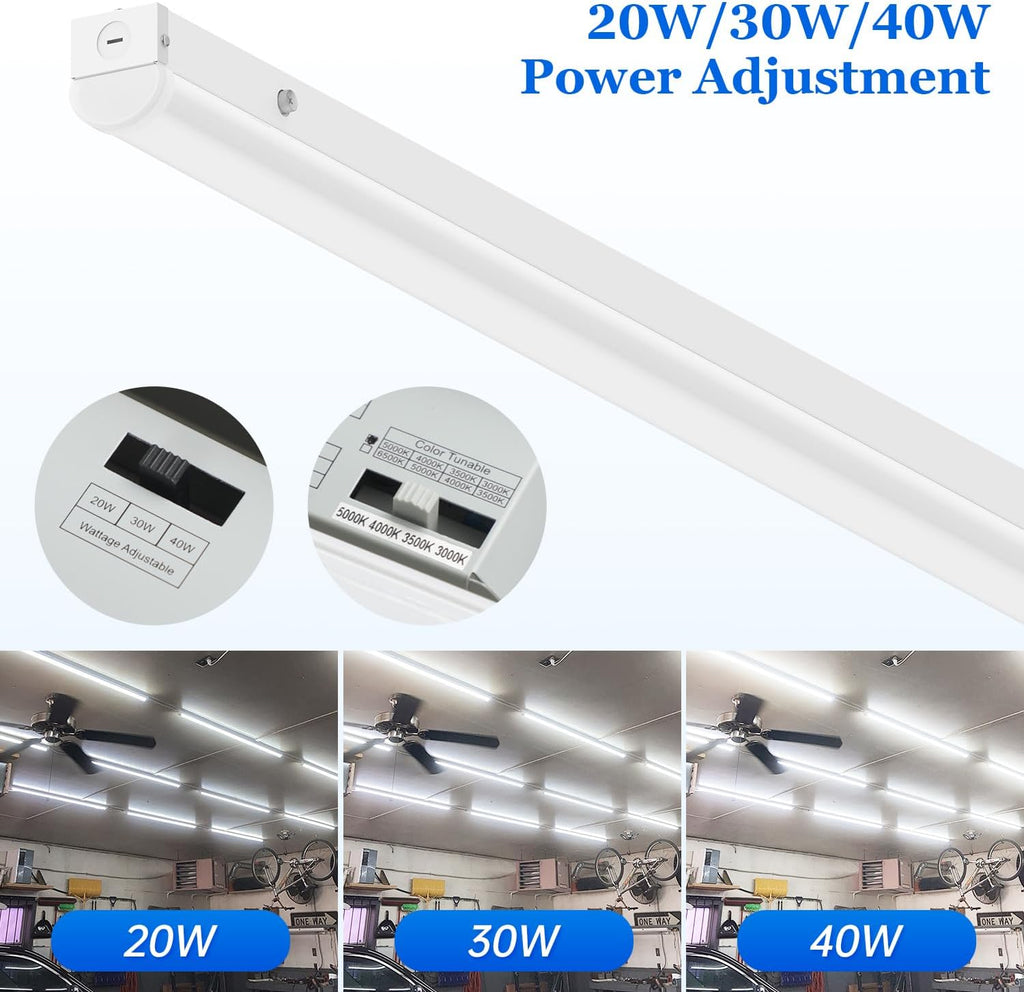 dephen 4FT LED Shop Light with Emergency, Hardwired Ceiling Lighting