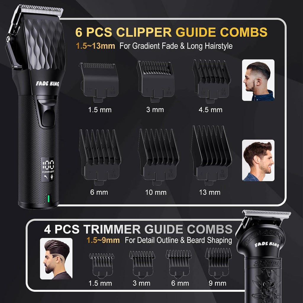 Hair Clippers for Men, Cordless Barber Clipper & Trimmer Set | 7000RPM High-Speed Motor, Titanium Fade Blade, Ceramic
