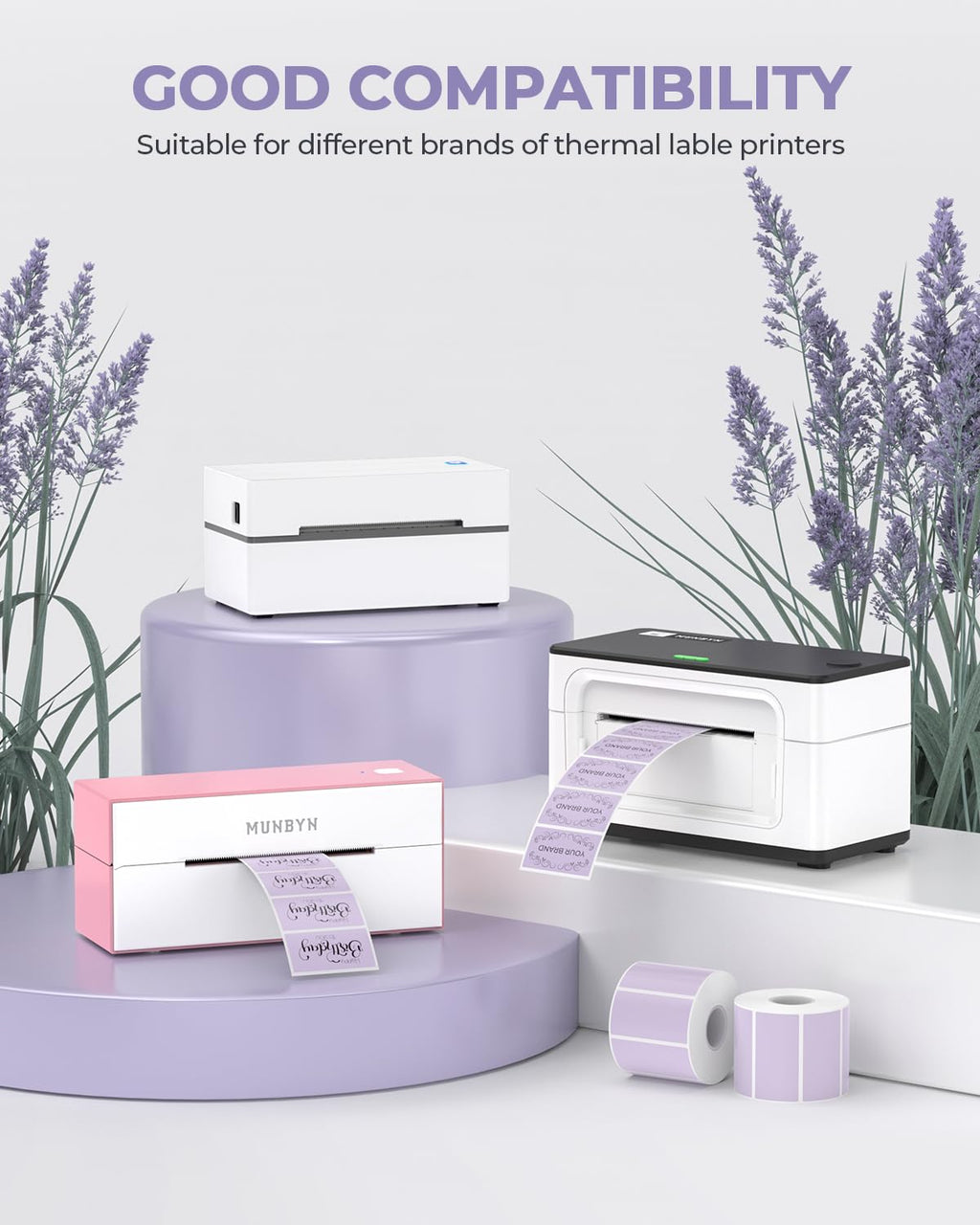 2.25x1.25 Thermal Labels, 1000 Sheets/Roll, Purple