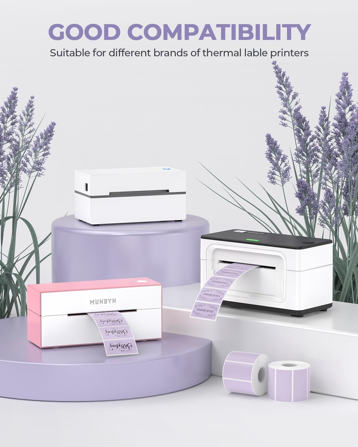 2.25x1.25 Thermal Labels, 1000 Sheets/Roll, Purple