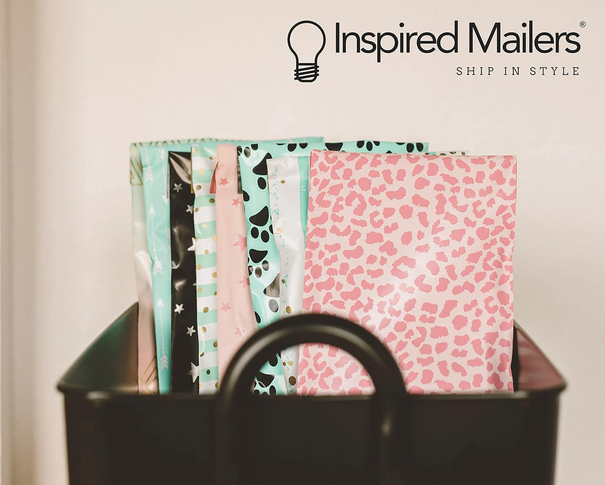 50 Large Poly Mailers 16x22- Rose Gold Cheetah - Shipping