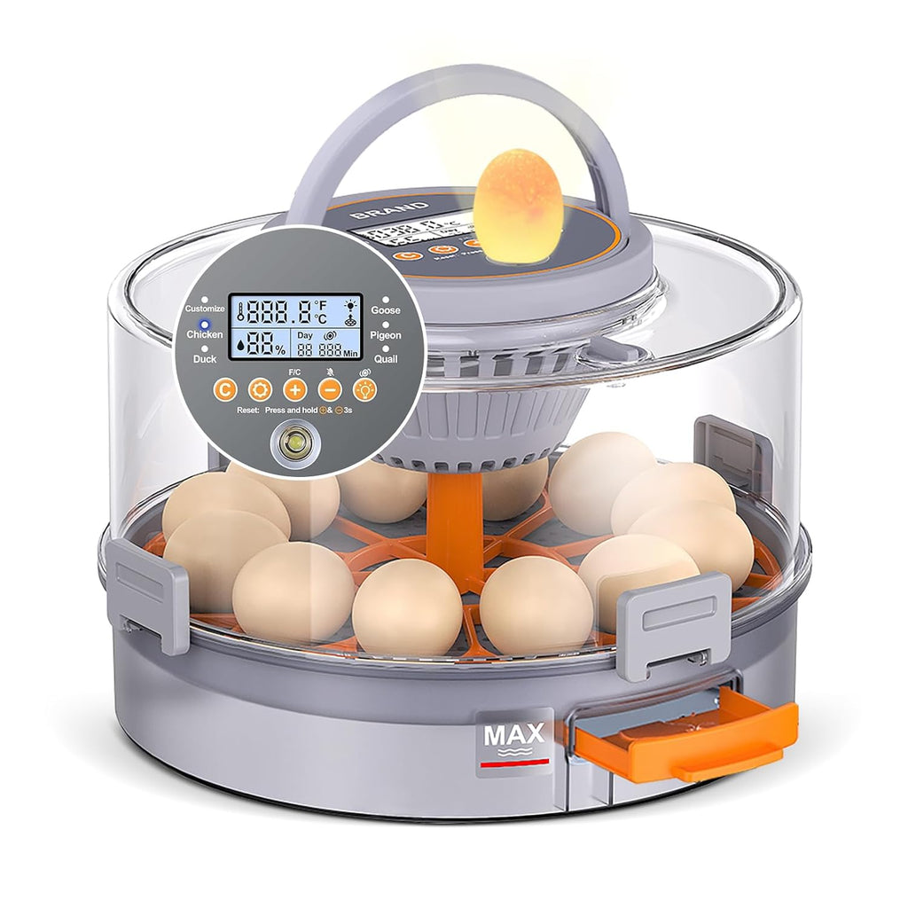 12 Egg Incubators for Hatching Eggs, Automatic Egg Turning & Humidity Control Intelligent Temp Eggs Candler for