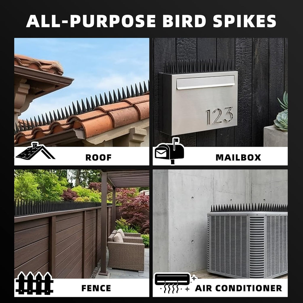 Bird Spikes, 24 Pack, 33.5 FT Total Coverage, Outdoor Bird Deterrent for Pigeons and Small Birds, Helps Keep Cats and