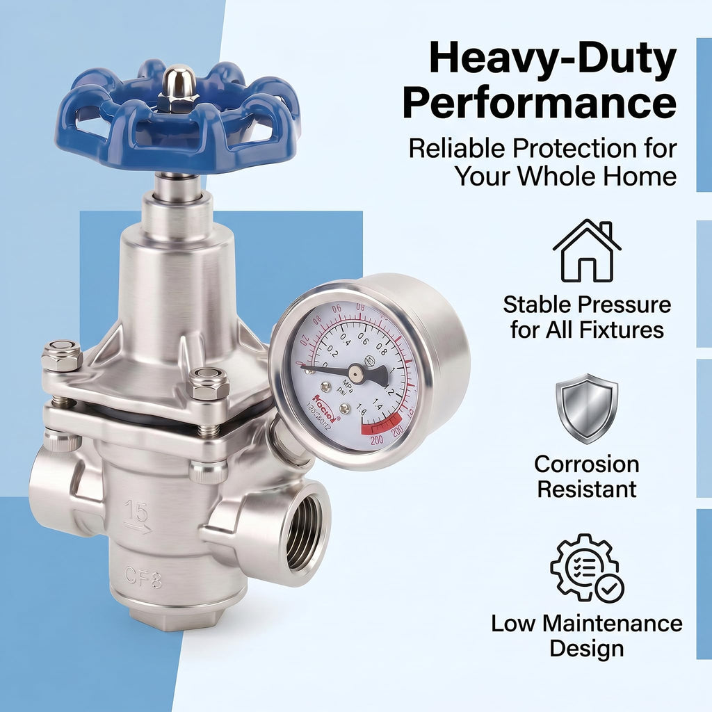 Valquave Water Pressure Regulator, 1/2 Inch Pressure Reducing Valve