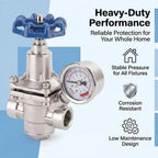 Valquave Water Pressure Regulator, 1/2 Inch Pressure Reducing Valve