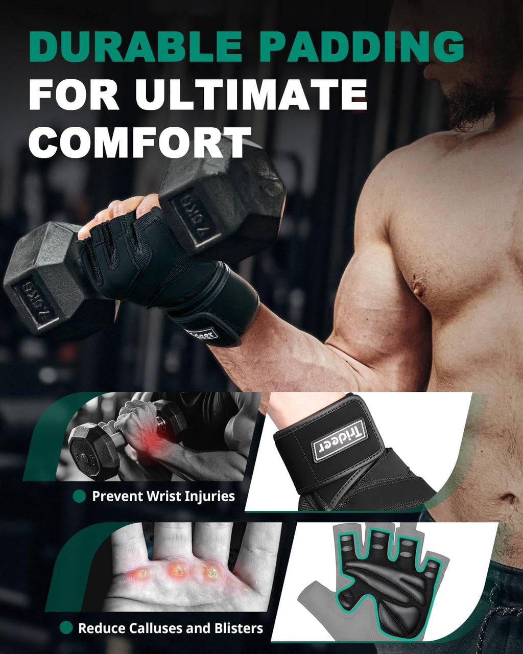 Weight Lifting Gloves for Men, Workout Gloves with Wrist Wrap Support
