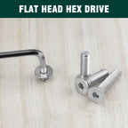 #6-32 x 1 Flat Socket Head Cap Screws, 304 Stainless Steel 18-8, Full Thread, Countersunk Hex Drive Machine Screws, 100-pack