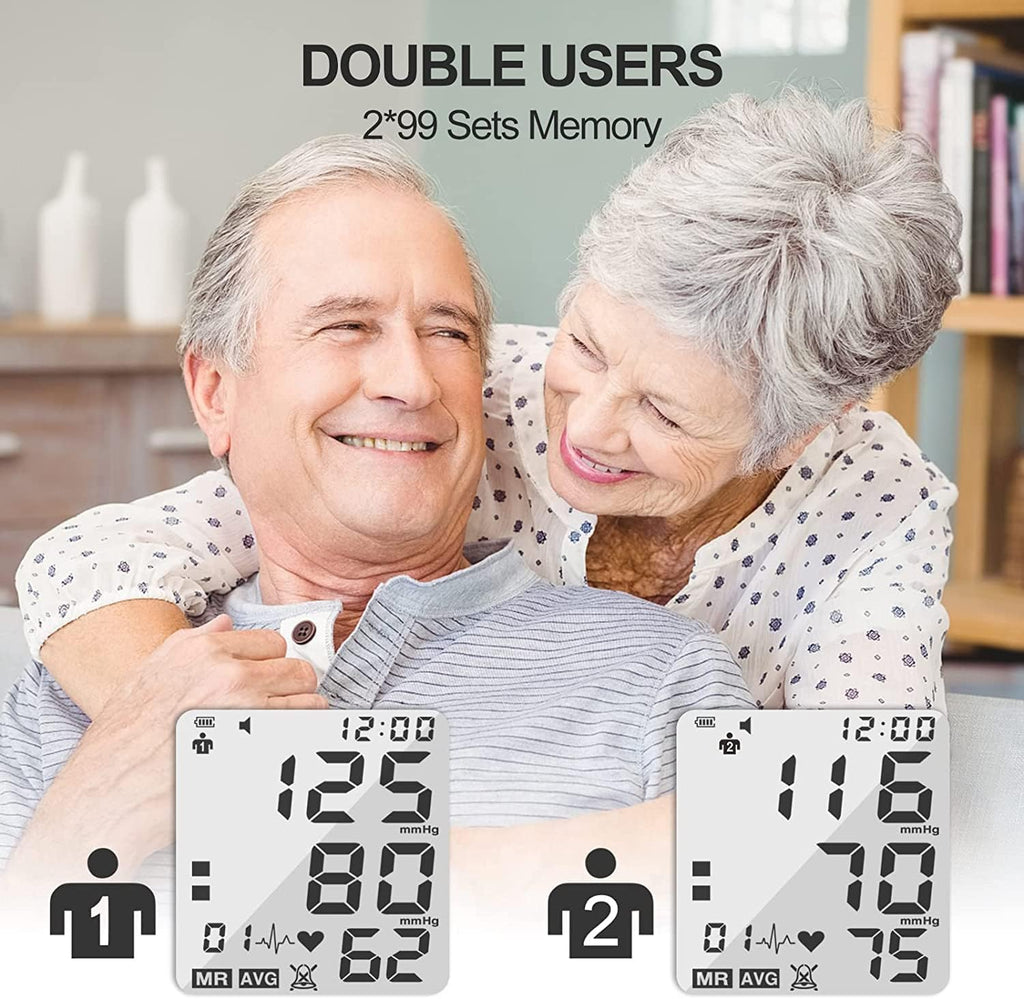 Automatic Upper Arm Blood Pressure Monitor for Home Use, 2 * 99 Sets Memory