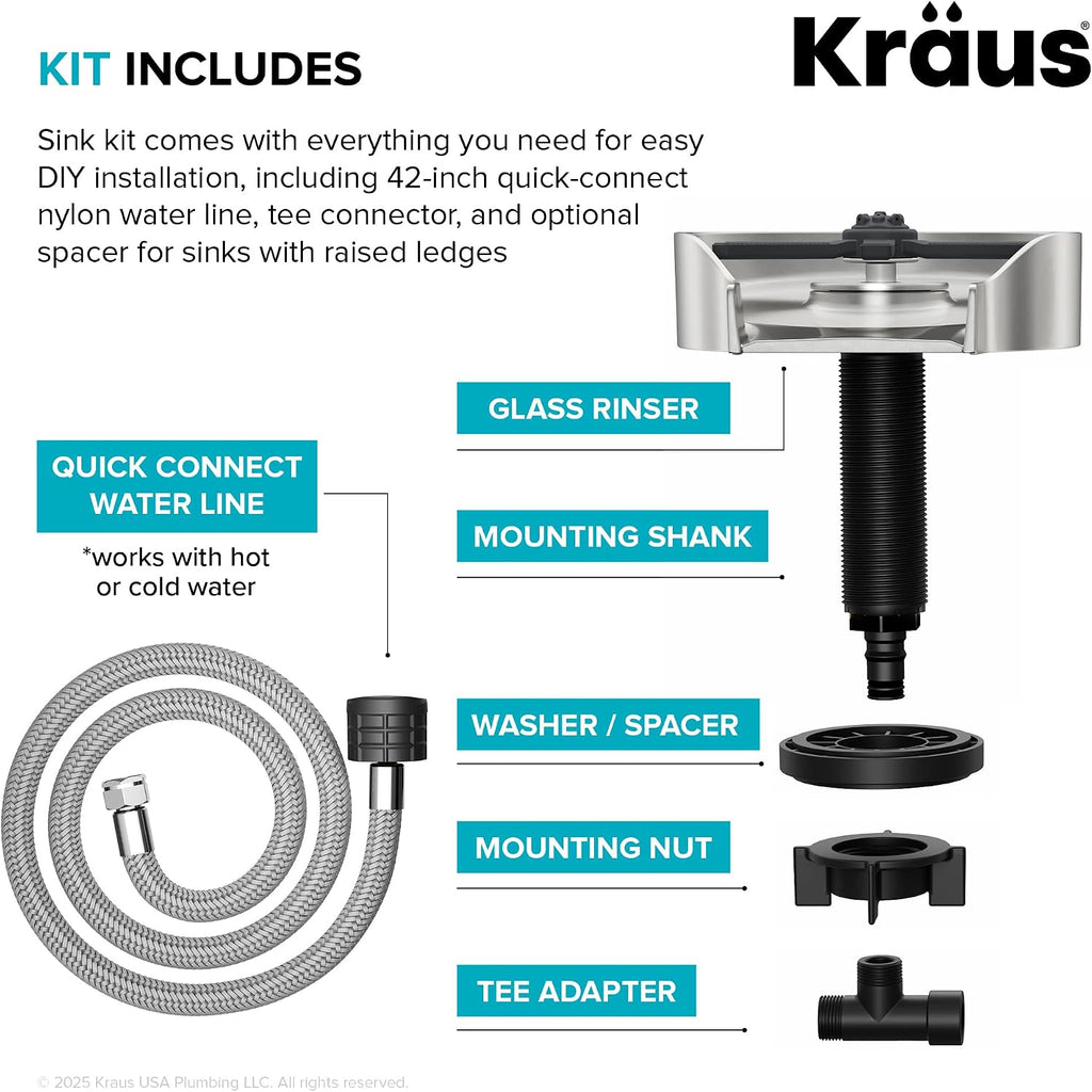 CleanMate Glass Rinser for Kitchen Sink in Spot-Free Stainless Steel Color Finish, KGR-500SFS