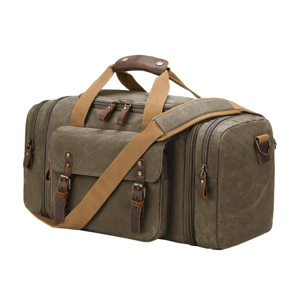 Waxed Canvas Duffel Bag 50L, Army Green