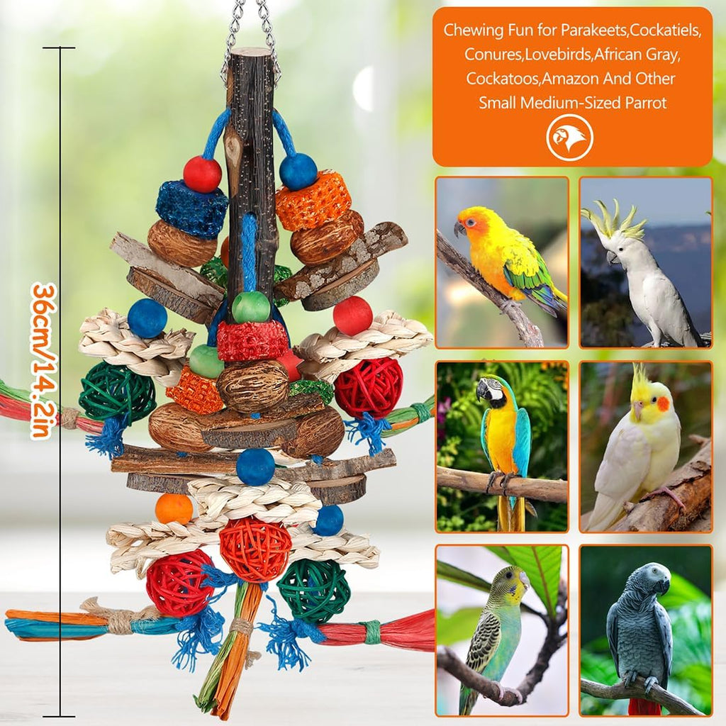 Bird Toys,Parrot Toys Exciting Chewing Fun for Parakeets,Cockatiels,Conures,Lovebirds,African Gray Cockatoos Amazon