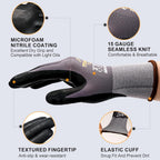 Work Gloves, MicroFoam Nitrile Coated, Seamless Knit Nylon