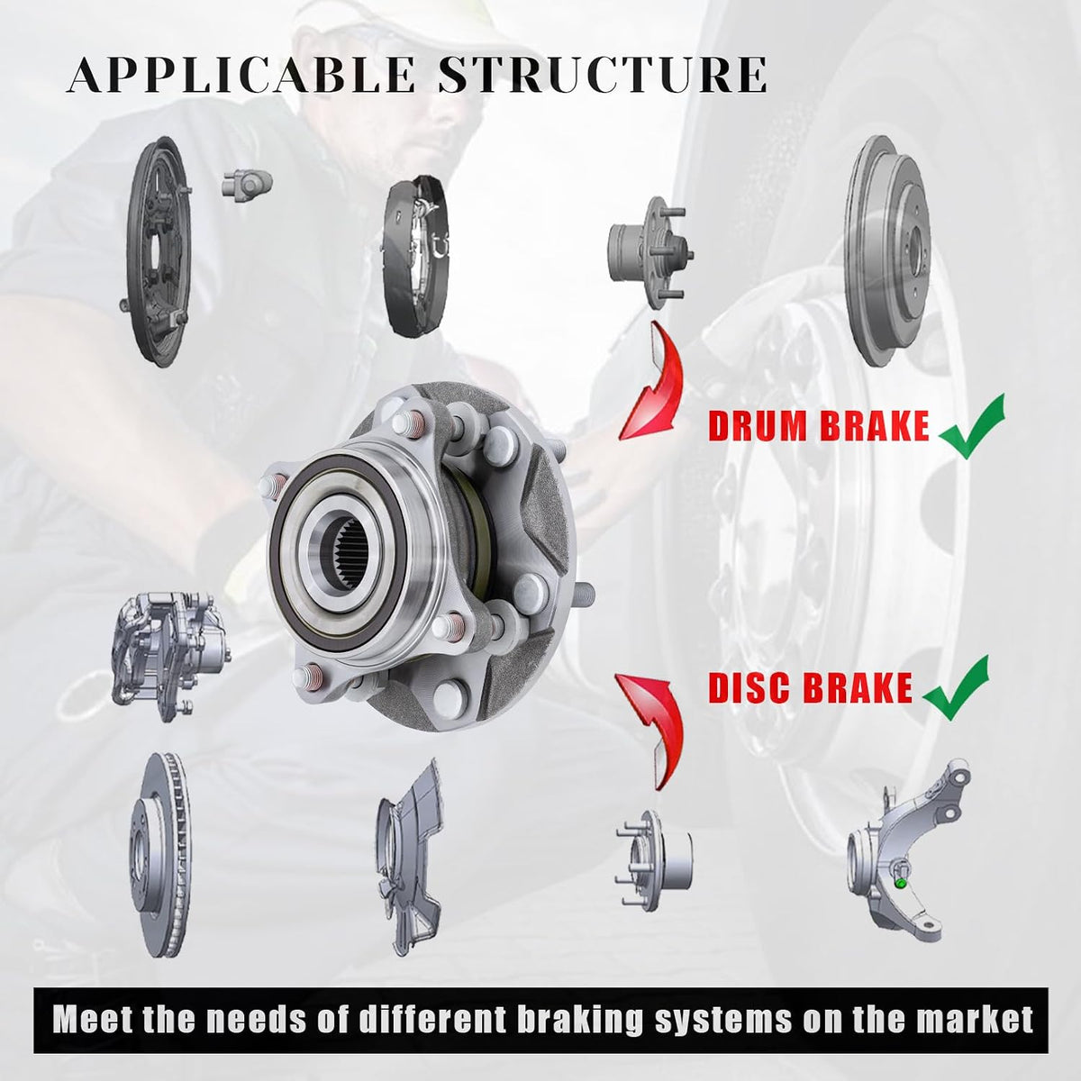 Vurkcy 950001 1x Front Wheel Bearing Hubs Assembly for Toyota Tacoma