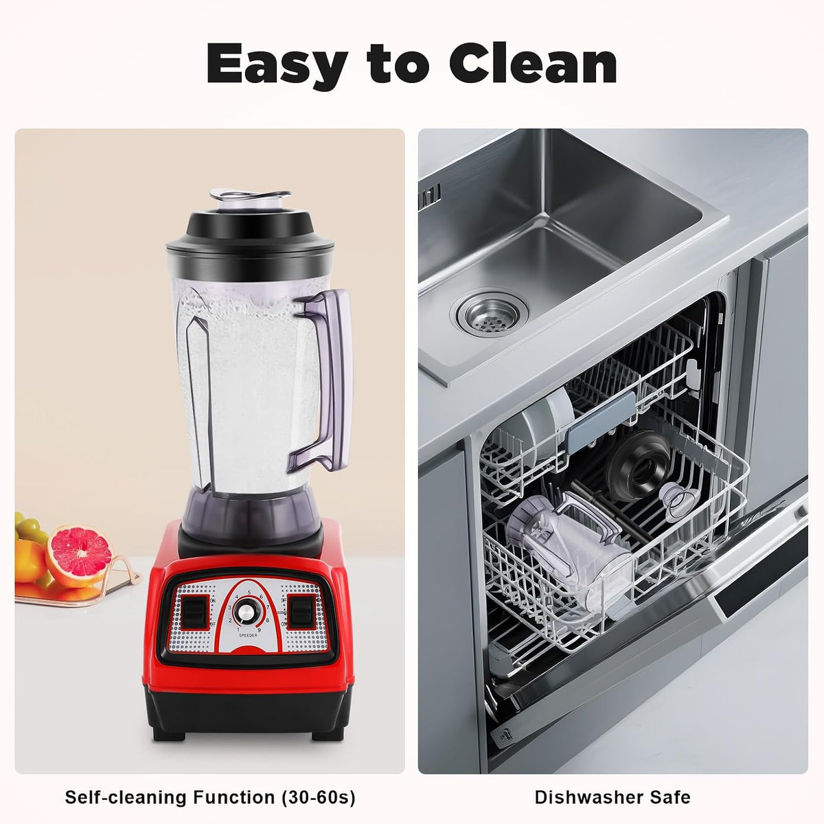 Commercial Blender, 2200W Countertop with 135oz Jar and 9 Speed Control